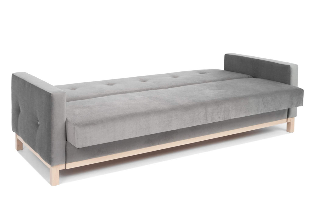 Unfolding sofa AVILA Grey - Enriched with quilting and a practical container 