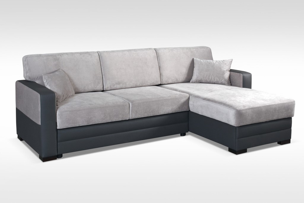 Klappbares Schlafsofa Albacete graues + schwarzes Leder