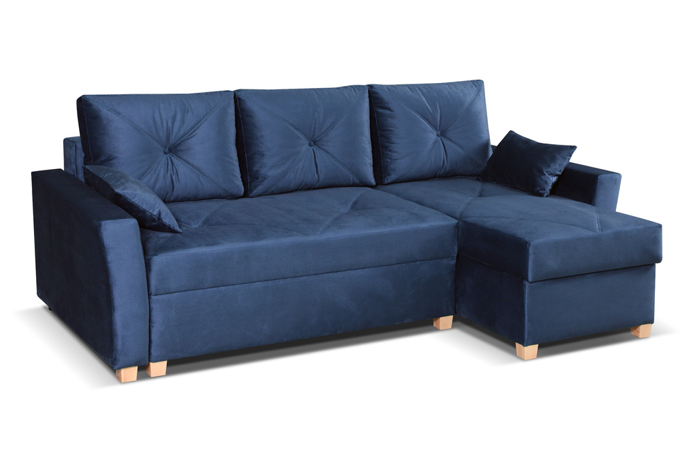 Comfortable reclining corner sofa with extended backrests - Navarre Right navy blue