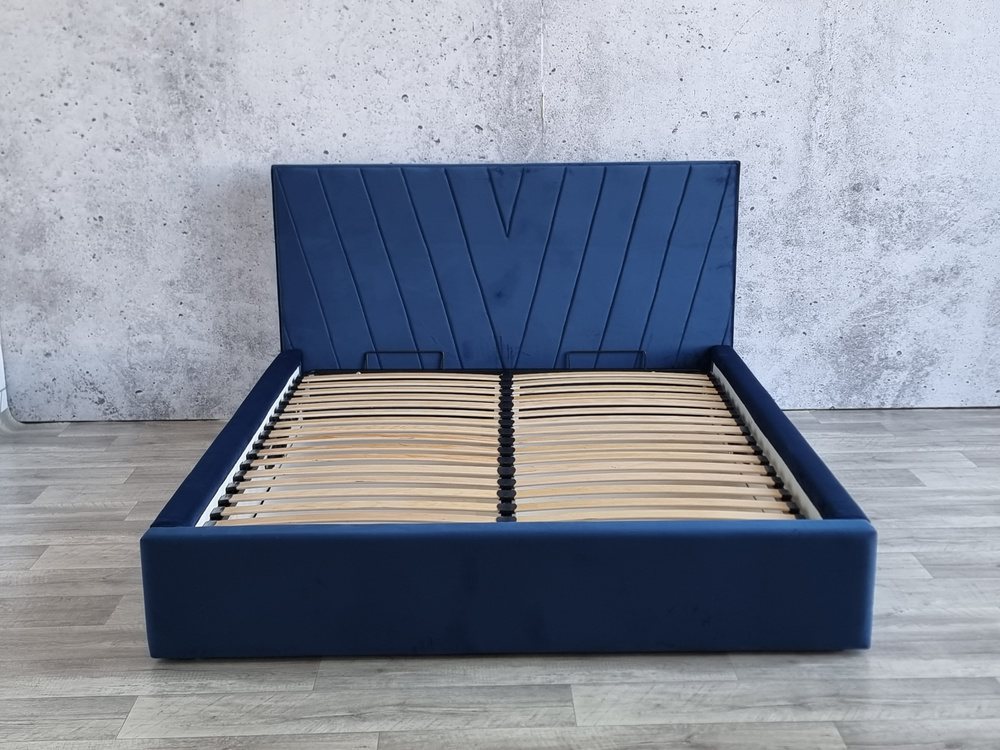 Marineblaues Traumschlafzimmer - Girona Bett 140x200 mit Bettzeugcontainer