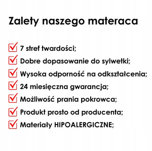 Materac Kieszeniowy KATE 3 + VISCO + KOKOS 80x200 21 cm