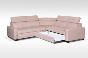 Bequemes Ecksofa CADIZ 2 - Pink mit Kopfstützen und Bettzeugkasten