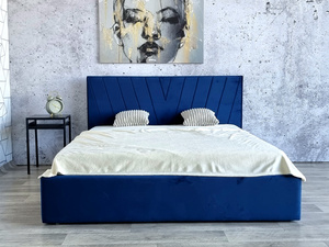 Marineblaues Traumschlafzimmer - Girona Bett 140x200 mit Bettzeugcontainer