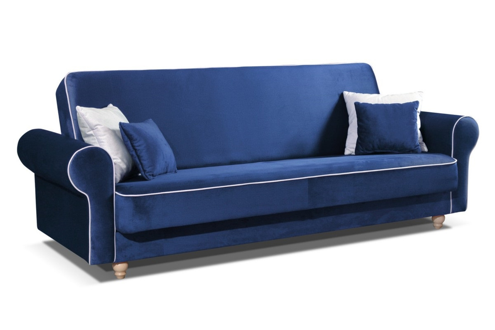 Folding sofa bed Andalusia navy blue with cream trim 
